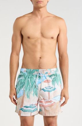 Vintage Summer Swimwear Ponji Printed Volley Swim Shorts in Tan at Nordstrom Rack, Size Xx-Large