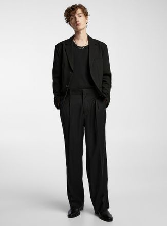 Le 31 Mens Loose fluid twill pleated pant