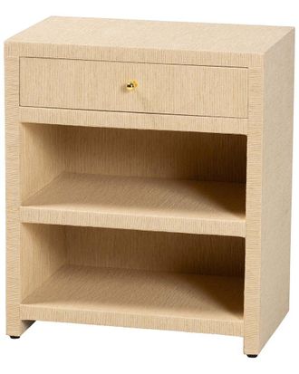 Baxton Studio William Grasscloth 1-Drawer Nightstand With Open Shelves