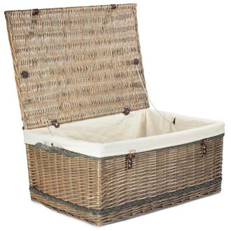 Red Hamper 72cm Antique Wash Rope Handled Trunk Picnic Basket in Light Sand