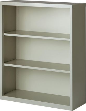 Lorell Fortress Series Bookcase - 34.5 x 13 x 42 - 3 x Shelf(ves) - Light Gray - Powder Coated - Steel - Recycled