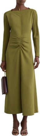 Reiss Adriana Ruched Long Sleeve Maxi Dress in Chartreuse Green at Nordstrom, Size 12 Us