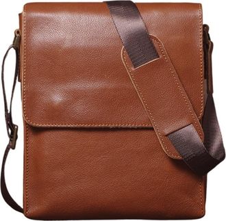 Generic Shoulder Sling Bag Mens Leather Crossbody Retro Flap Messenger(Brown)