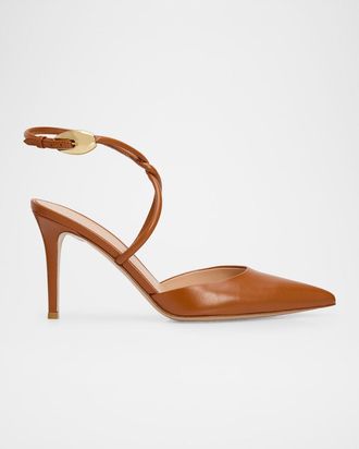 Gianvito Rossi 85mm Nappa Leather Ankle-Strap Pumps