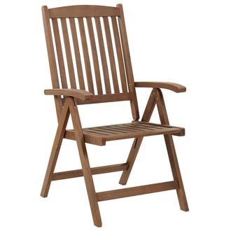 Beliani Beliani - Silla De Jard&iacute;n De Madera De Acacia Oscura Natural Plegable Reposabrazos Amantea