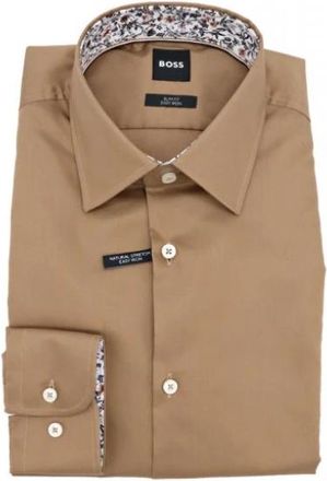 HUGO BOSS Hank Slim Fit Overhemd - Heren - Casual Overhemden - Bruin - M - Leer - Overhemden