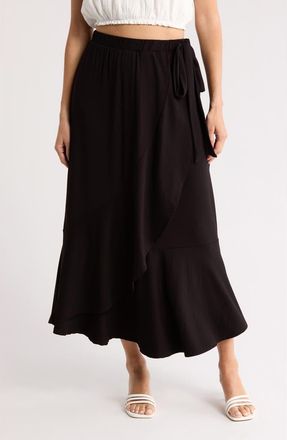 Go Couture Wrap Midi Skirt in Black at Nordstrom Rack, Size X-Large