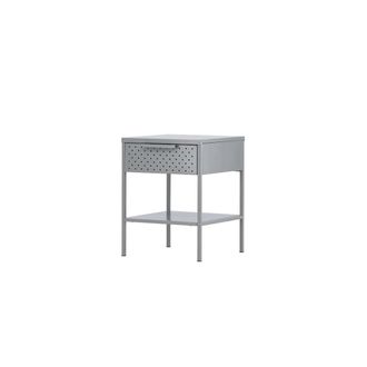 ebuy24 Mesilla de noche sacs 1 caj&oacute;n 1 estante gris claro