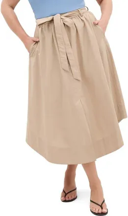 City Chic Ally Midi A-Line Skirt in Taupe at Nordstrom, Size 20W