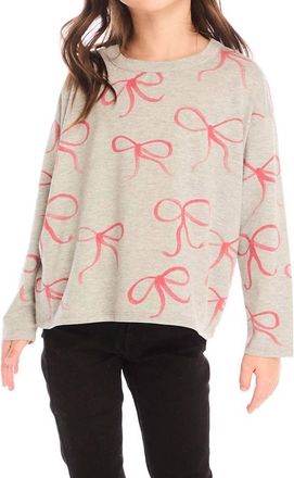 Chaser Red Bows Long Sleeve Tee In Grey