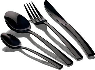 Berlinger Haus Deep Black Cuberter&iacute;a Completa 24 Piezas Acero Inoxidable, Juego De Cubiertos 6 Personas, Pulido Brillante Negro - Berlinger Haus