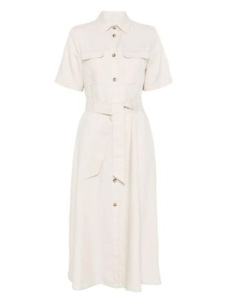 Woolrich tied-waist midi dress - women - Lyocell - L - Neutrals