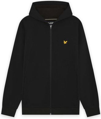 Lyle & Scott Fly Fleece Hoodie met volledige ritssluiting - Heren - Vesten met rits - Zwart - S - Hoodies & sweatvesten