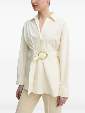 Isabelle Blanche belted shirt dress - women - Cotton - M - Neutrals