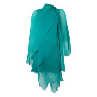Alberta Ferretti Kleedjes, Dames, Blauw, S, Elegant Jurk met Lange Mouwen