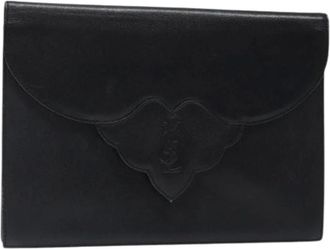 Saint Laurent Pre-owned Clutches, female, Black, Size: ONE SIZE Pre-owned Leather Clutch