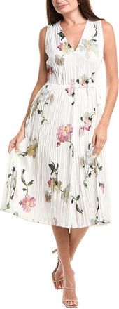 Vince Wilted Peony Pleated V-Neck Midi Dress