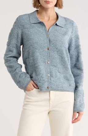 Cyrus Textured Polo Cardigan in Lily Blue at Nordstrom Rack, Size X-Large