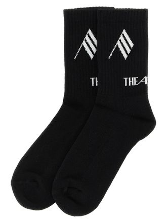 The Attico Logo-Embroidered Cotton-Blend Socks - Black