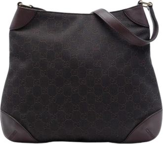 Gucci Pre-owned Denim Shoulder Bag - Dames - Vintage Schoudertas - Bruin - ONE Size - Denim - Vintage