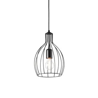 Netlighting Ampolla 1 Light Ceiling Pendant Matt Black Cage Style E27