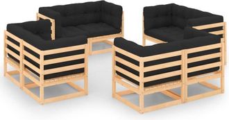 vidaXL Muebles De Jard&iacute;n 8 Pzas Y Cojines Madera Maciza Pino Vidaxl