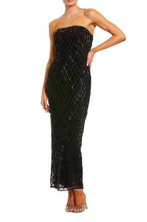 Mac Duggal Strapless Embellished Column Dress in Black at Nordstrom, Size 10