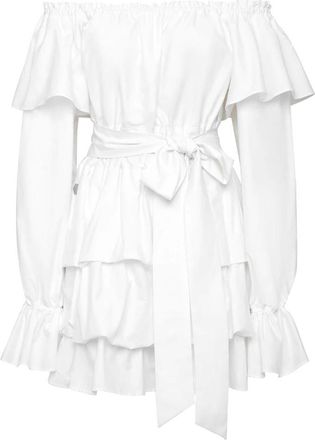 Philipp Plein Kleedjes, Dames, Wit, L, Katoen, Mini Jurk