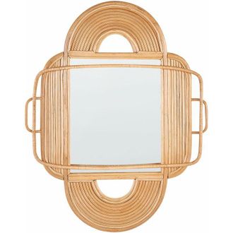 Beliani Beliani - Specchio decorativo da parete Home D&eacute;cor Forma ovale Telaio accessorio Rattan Naturale Legno chiaro 70 x 90 cm Alcorn