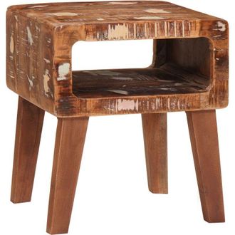 vidaXL Vidaxl - Mesas Auxiliares Con Estante Multicolor Madera Maciza Reciclada