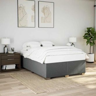 Berkfield Home Bed Frame without Mattress Dark Grey&not;Double Fabric in Grey | Size: Double