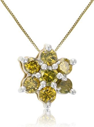 Vir Jewels 1/2 cttw Yellow Diamond Cluster Composite Pendant Necklace 10K Yellow Gold
