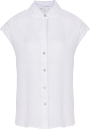 Vince short-sleeve linen shirt - women - Linen/Flax - S - White