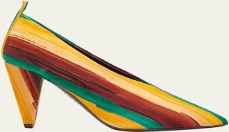 Loewe 85mm Origami Cubic Striped Suede Pumps