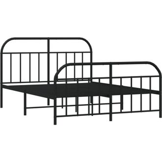 vidaXL Estructura Cama Sin Colch&oacute;n Con Estribo Metal Negro 160x200 Cm Vidaxl