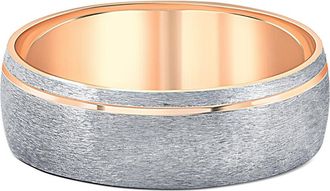 Pompeii3 14k Rose & Black Gold 7MM Flat Comfort Fit Mens Brushed Wedding Band