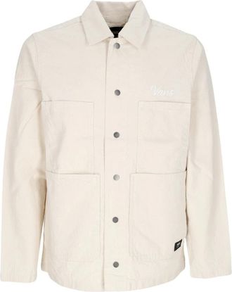 Vans Gestreepte Werkjas Lichtgewicht Jas - Heren - Zomerjassen - Beige - XL - Katoen - Jassen
