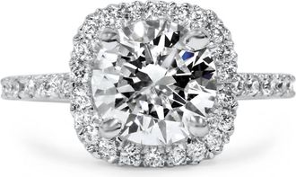 Pompeii3 1 3/4 CT Halo Diamond Engagement Ring Round Cut 14K White Gold