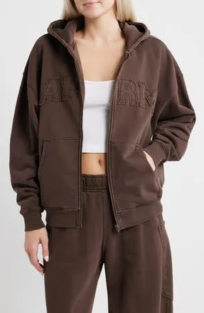 AFRM Cameron Cotton Zip Hoodie in Espresso at Nordstrom Rack, Size X-Large
