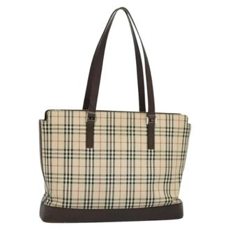 Burberry Tweedehands Canvas handtassen - Dames - Vintage Shopper - Beige - ONE Size - Leer - Vintage