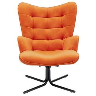 Kare Design Sillón giratorio de terciopelo naranja y acero