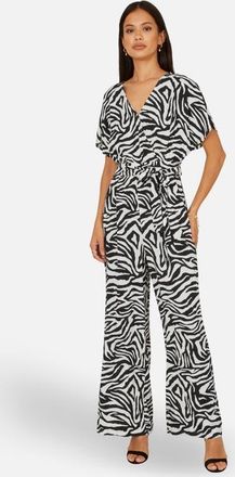 Yumi Zebra Print Relaxed Jumpsuit in Black at Nordstrom, Size 10