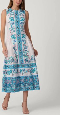 Shoshanna Adele Midi Dress In Sky Blue Multi