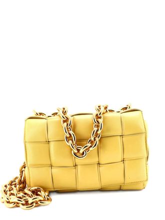 Bottega Veneta Cassette Chain Padded Maxi Intrecciato Leather crossbody bag - women - Calf Leather - One Size - Yellow