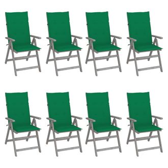 vidaXL Sillas Reclinables De Jard&iacute;n Con Coj&iacute;n 8 Pcs Acacia Gris