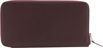 Herm&egrave;s Red Color Wine Epsom Leather Long Wallet (Bi-Fold) (Pre-Owned)