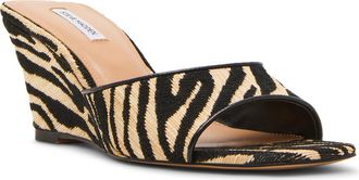 Steve Madden Seleste Wedge Slide Sandal in Zebra Raffia at Nordstrom, Size 6.5
