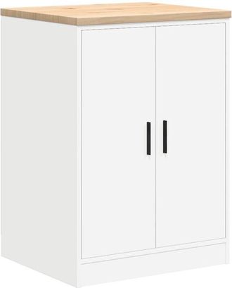 vidaXL Garage Storage Cabinet White 60x51x85 cm Solid Wood Pine vidaXL