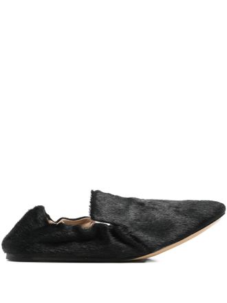 Le Monde Beryl fur-trimmed loafers - Black
