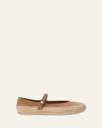 Loewe x Paulas Ibiza Rio Suede Mary Jane Espadrille Flats